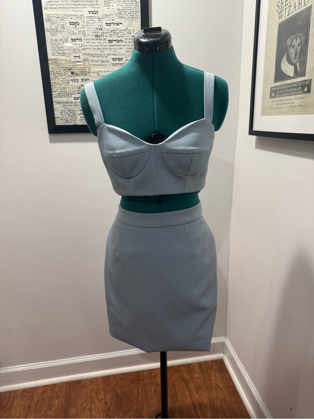 Mac Duggal ONE OF KIND Two-Piece Bustier Crop Top & Mini Skirt Set